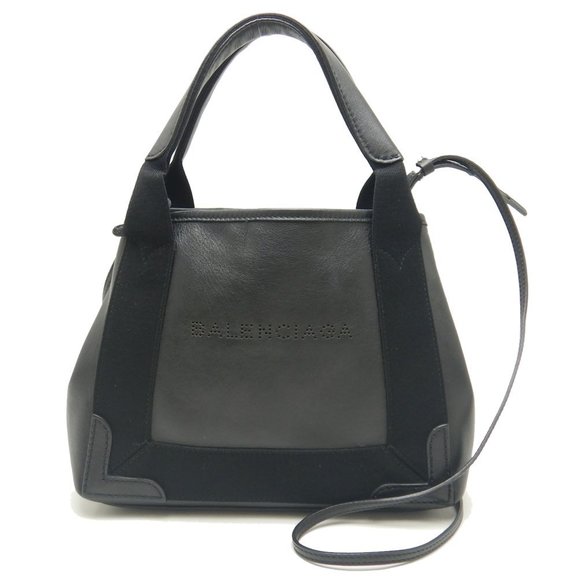 Balenciaga Navy Cabas XS Tote Bag Canvas Leather Black - Picture 1 of 8